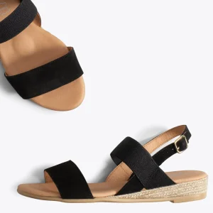 Esparto Y Alpargatas<miMaO Arena Sandalia De Esparto Negra Con Tira Elastica