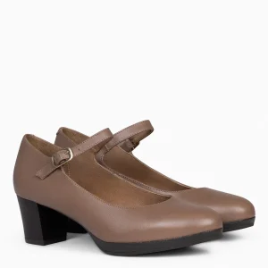 Urban Zapatos De Tacón<miMaO Azafata Pulsera – Zapatos De Mujer Con Plataforma Y Tacón Bajo Taupe