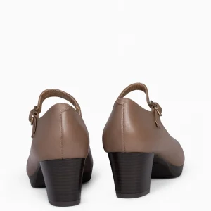 Urban Zapatos De Tacón<miMaO Azafata Pulsera – Zapatos De Mujer Con Plataforma Y Tacón Bajo Taupe