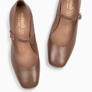 Mocasines Y Blucher<miMaO Bella – Merceditas Con Tacón Y Puntera Cuadrada Camel