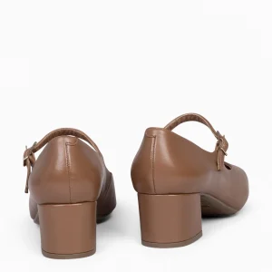 Mocasines Y Blucher<miMaO Bella – Merceditas Con Tacón Y Puntera Cuadrada Camel