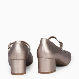 Mocasines Y Blucher<miMaO Bella – Merceditas Con Tacón Y Puntera Cuadrada Platino