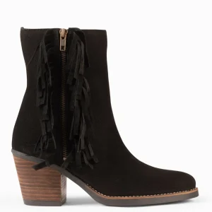 Botines De Mujer<miMaO Boho – Botines Estilo Cowboy Con Flecos Negro