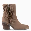 Botines De Mujer<miMaO Boho – Botines Estilo Cowboy Con Flecos Taupe
