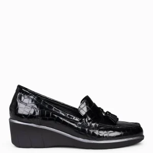 Cunas Confort<miMaO Borlas Coco - Mocasin Borlas Mujer Negro