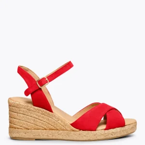 Esparto Y Alpargatas<miMaO Calpe – Cunas De Esparto Artesanal Con Tiras Y Hebilla Rojo