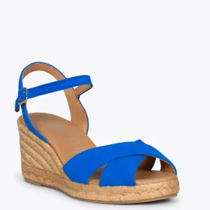 Esparto Y Alpargatas<miMaO Calpe – Cunas De Esparto Artesanal Con Tiras Y Hebilla Azul Electrico