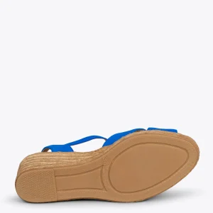 Esparto Y Alpargatas<miMaO Calpe – Cunas De Esparto Artesanal Con Tiras Y Hebilla Azul Electrico