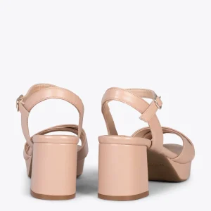 Sandalias De Tacón<miMaO Cerdena – Sandalias De Tacón Ancho Y Plataforma Nude