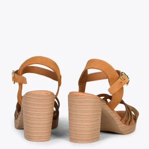 Sandalias De Tacón<miMaO Cibeles – Sandalias De Tacón Efecto Madera Whisky