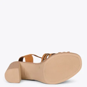 Sandalias De Tacón<miMaO Cibeles – Sandalias De Tacón Efecto Madera Whisky