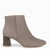 Botines De Mujer<miMaO City - Botines De Tacón Ancho Y Punta Fina Taupe De Serraje