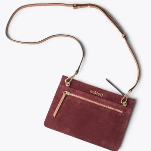 Bolsos De Mujer<miMaO Classic Bolso Bandolera De Piel Con Doble Cremallera Burdeos