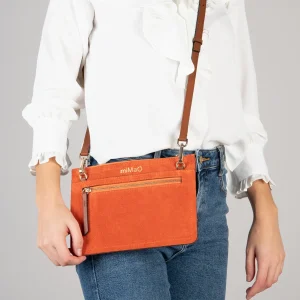 Bolsos De Mujer<miMaO Classic Bolso Bandolera De Piel Con Doble Cremallera Naranja