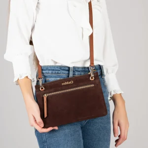 Bolsos De Mujer<miMaO Classic Bolso Bandolera De Piel Con Doble Cremallera Marron