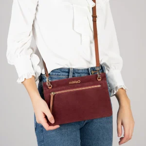 Bolsos De Mujer<miMaO Classic Bolso Bandolera De Piel Con Doble Cremallera Burdeos