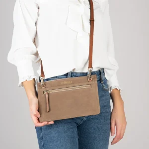 Bolsos De Mujer<miMaO Classic Bolso Bandolera De Piel Con Doble Cremallera Taupe