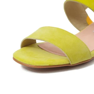 Sandalias De Tacón<miMaO Cocktail - Sandalias De Tiras Con Tacón Bajo Amarillas