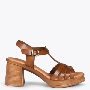 Sandalias De Tacón<miMaO Creta – Sandalia Cangrejera En "T" Marron
