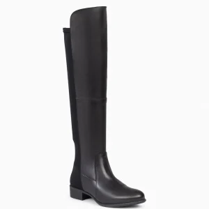 Botas<miMaO Elastica – Bota De Cana Alta De Tacón Bajo De Napa Negro