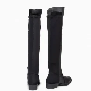 Botas<miMaO Elastica – Bota De Cana Alta De Tacón Bajo De Napa Negro