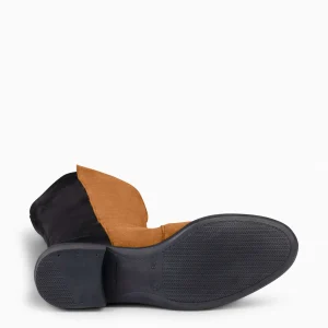 Botas<miMaO Elastica – Bota De Cana Alta De Tacón Bajo Camel