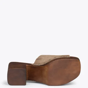 Sandalias De Tacón<miMaO Holiday – Zuecos Con Tacón Y Plataforma Taupe