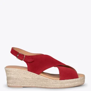 Esparto Y Alpargatas<miMaO Lagos Cuna De Esparto Con Tiras Cruzadas Rojo