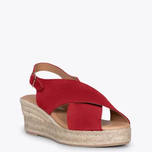 Esparto Y Alpargatas<miMaO Lagos Cuna De Esparto Con Tiras Cruzadas Rojo