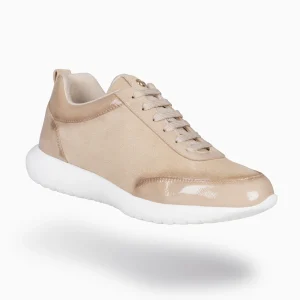 Deportivas<miMaO Loira - Zapatillas De Serraje Beige Con Charol Difuminado