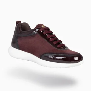 Deportivas<miMaO Loira - Zapatillas De Serraje Burdeos Con Charol Difuminado
