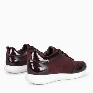 Deportivas<miMaO Loira - Zapatillas De Serraje Burdeos Con Charol Difuminado