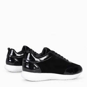 Deportivas<miMaO Loira - Zapatillas De Serraje Negro Con Charol Difuminado