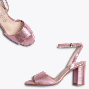 Sandalias De Tacón<miMaO Luna - Sandalia Metalizada Rosa Con Tacón