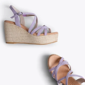 Esparto Y Alpargatas<miMaO Miconos Cuna Con Plataforma De Rafia Y Tiras Cruzadas Malva