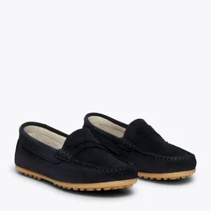 Zapato<miMaO Mocasin Mocasines Azul Marino Para Niños De Piel