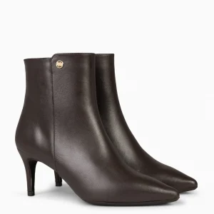 Botines De Mujer<miMaO Night – Botines Elegantes De Napa Con Tacón Fino Marron
