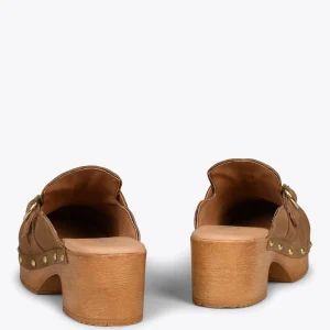 Sandalias De Tacón<miMaO Niza – Zuecos Con Tacón Bajo Y Plataforma Taupe