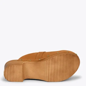 Sandalias De Tacón<miMaO Niza – Zuecos Con Tacón Bajo Y Plataforma Camel
