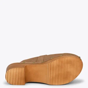 Sandalias De Tacón<miMaO Niza – Zuecos Con Tacón Bajo Y Plataforma Taupe