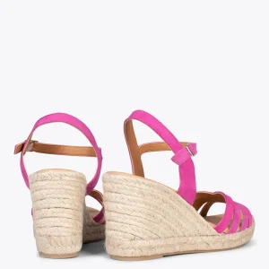 Esparto Y Alpargatas<miMaO Oyambre - Sandalias Con Cuna De Esparto Cangrejera Fucsia