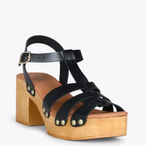 Sandalias De Tacón<miMaO Paradise – Sandalias De Madera Cangrejeras Negro