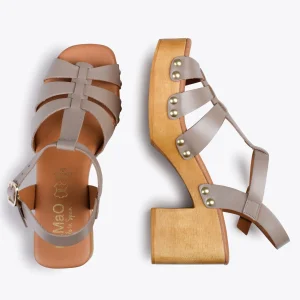 Sandalias De Tacón<miMaO Paradise – Sandalias De Madera Cangrejeras Taupe