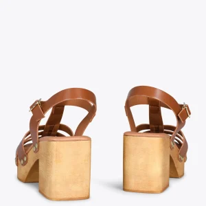 Sandalias De Tacón<miMaO Paradise – Sandalias De Madera Cangrejeras Camel