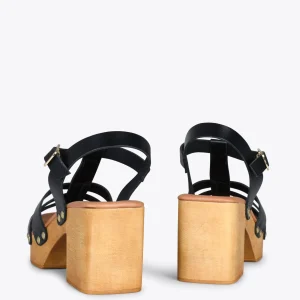Sandalias De Tacón<miMaO Paradise – Sandalias De Madera Cangrejeras Negro