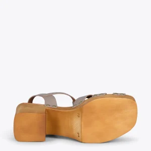Sandalias De Tacón<miMaO Paradise – Sandalias De Madera Cangrejeras Taupe