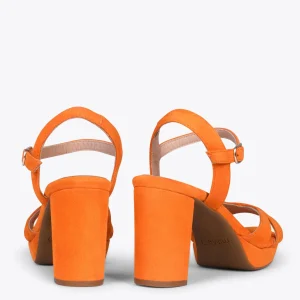 Sandalias De Tacón<miMaO Paris – Sandalias De Fiesta Con Tacón Alto Y Plataforma Naranja