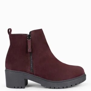 Botines De Mujer<miMaO Pop - Botin De Piel Burdeos Hidrofugo