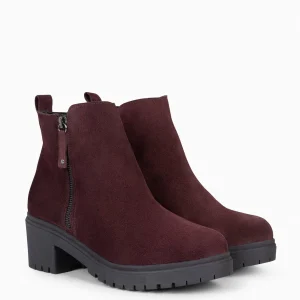 Botines De Mujer<miMaO Pop - Botin De Piel Burdeos Hidrofugo
