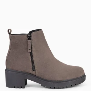Botines De Mujer<miMaO Pop - Botin De Piel Taupe Hidrofugo